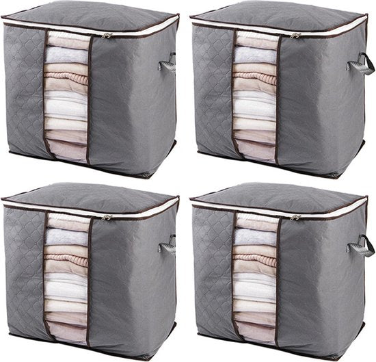 4 Opbergtassen voor Kleding/Dekbed - 62L - Grijs