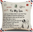 TDR - Sierkussensloop - 45x45 cm  - leuk als cadeau voor vader naar zoon-  "To my son"