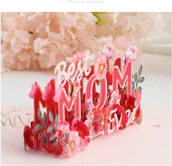 3D Bloemen Pop-up Wenskaart voor Moederdag - Inclusief Envel