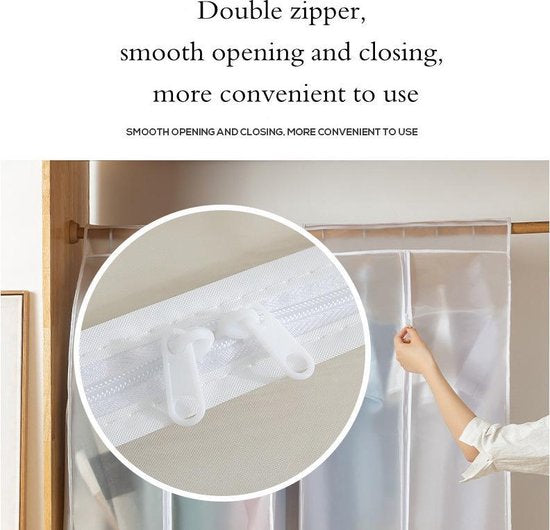 2-Stuks Stofkap voor Kleding Frosted Driedimensionale Stofkap Opbergtas Middelgroot 60*30*110 CM( 2 Stuks)
