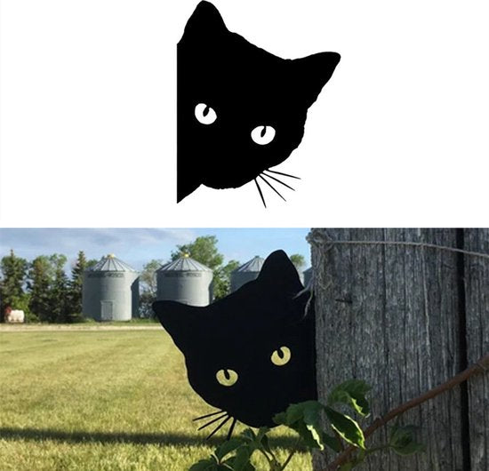 Unikorf 2-delige dierenkattenspion tuindecoratie, zwart