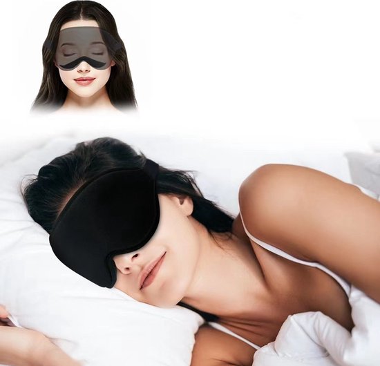 3D Verduisterend Slaapmasker - Comfortabel Oogmasker voor Mannen en Vrouwen - Diepe en Ongestoorde Nachtrust - 22.5x10x1.5cm - Zwart