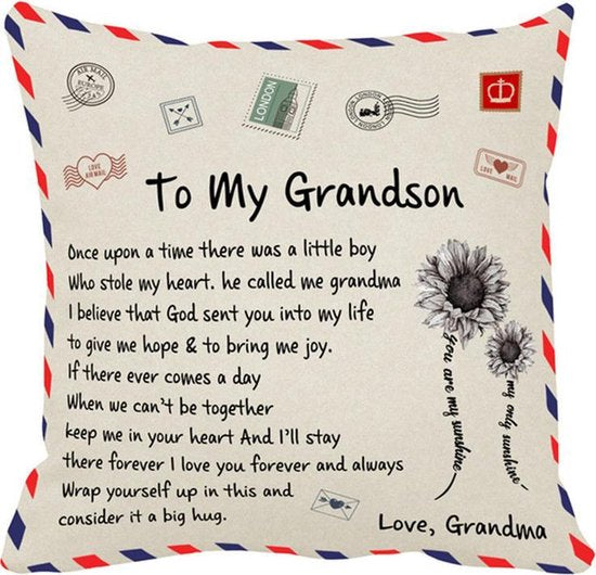 TDR Sierkussensloop 45x45 cm - 'To my grandson'