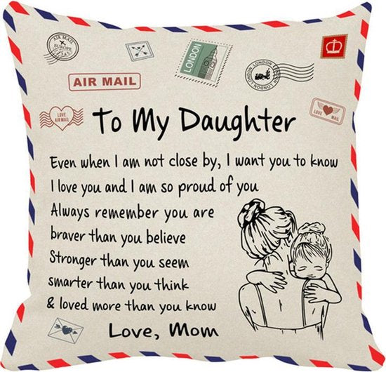 Merkloos TDR Sierkussensloop 45x45 "To My Daughter"