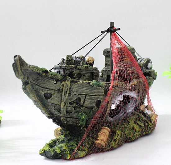 Piratenavontuur Aquarium Decoratie - Levendige Details, Duurzaam Harsmateriaal en Authentiek Ontwerp 25*9*18.5cm