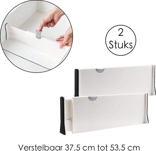 Lade Organizer - Kunststof - Wit - Verstelbaar 37,5 cm - 53,5 cm