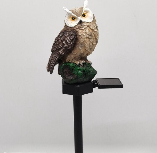 Bruine Uilenlamp op Zonne-energie voor Buiten 13,5*7*43cm