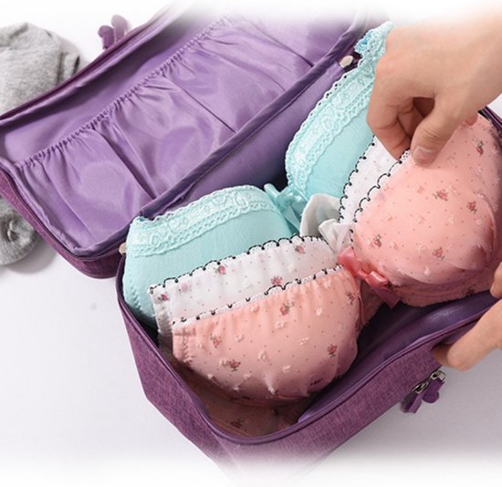 Multifunctionele lingerie/ondergoed tas - paars 27x14,5x12CM
