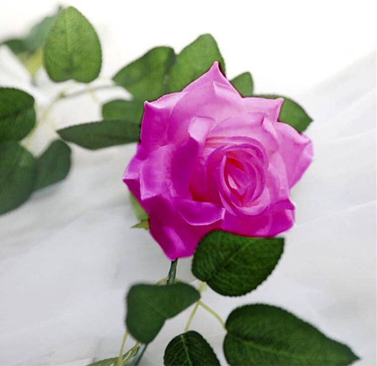 2 Stuks Klimop Slinger met grote rozen kunstbloem -2 meter lang-decoratieve slinger-Bloemenkrans-pink