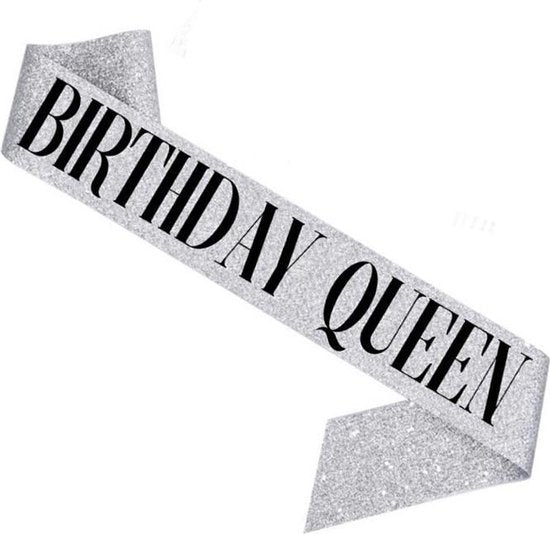 Verjaardag Sjerp en Tiara - Met text "Birthday Queen" - Zilver