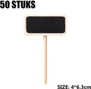 50 stuks Charmant Krijtbord met Paaltje voor Tuin en Horeca-zwart-4x2.2x6.3cm