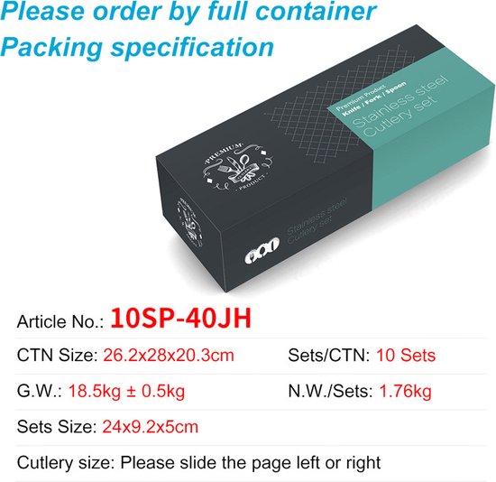 40-delige RVS Snakeskin bestekset voor 8 personen - zilver