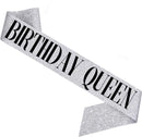 Happy Birthday Tiara en Sjerp-Met text "Birthday Queen"- Ideaal als Cadeau voor Verjaardagen-birthday diadeem-Zilver