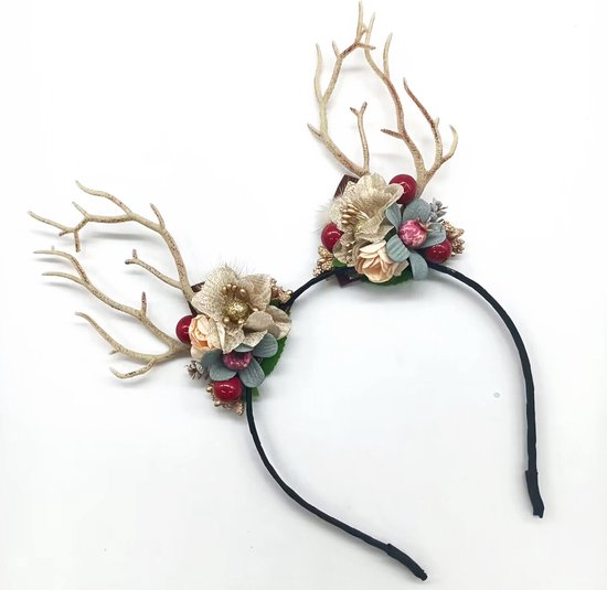 Prachtige Handgemaakte kerst Haarband met Bloemen- en Bessenboomtakken - Perfect voor Feestelijke Gelegenheden