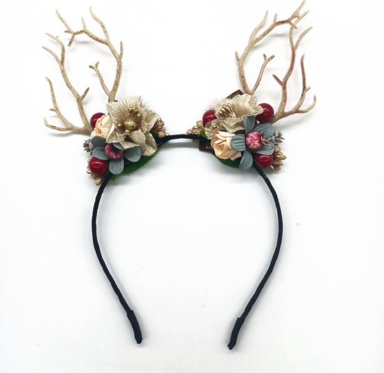 Prachtige Handgemaakte kerst Haarband met Bloemen- en Bessenboomtakken - Perfect voor Feestelijke Gelegenheden