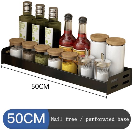 Kruidenrek opbergrek RVS, muurmonteerd, 50x13x6 cm