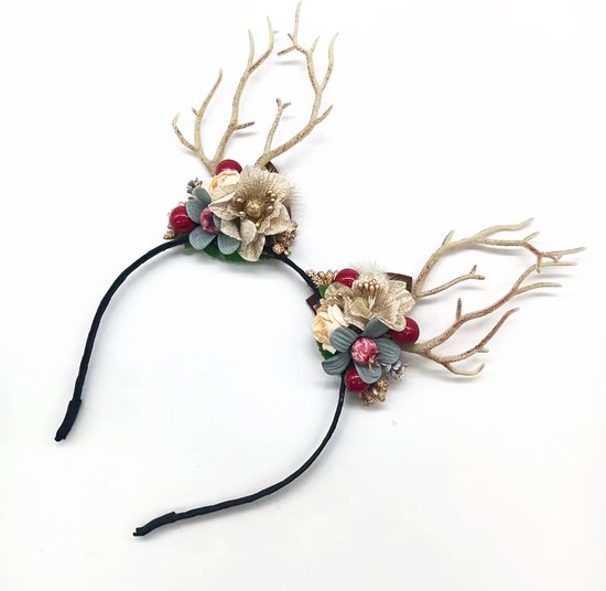 Prachtige Handgemaakte kerst Haarband met Bloemen- en Bessenboomtakken - Perfect voor Feestelijke Gelegenheden