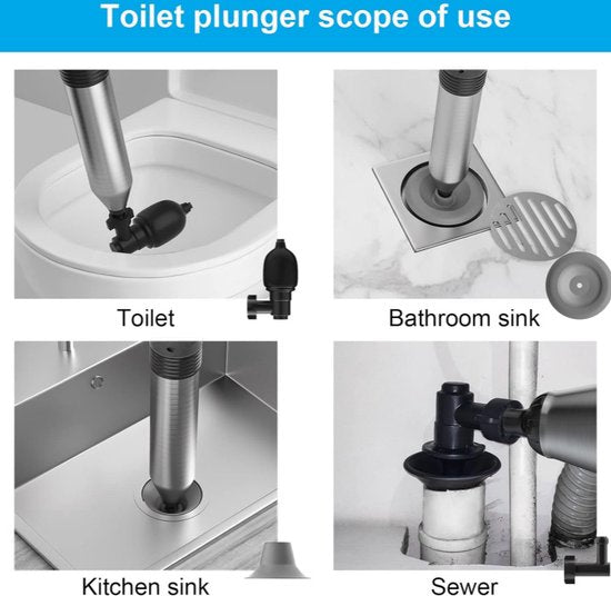 4-in-1 Oplaadbare Ontstopper-Toilet Ontstopper/Gootsteenontstopper/Afvoer Ontstopper/Rioolontstopper- De Ultieme Oplossing voor Verstopte Afvoeren en Hoogwaardige Duurzaamheid-zwart