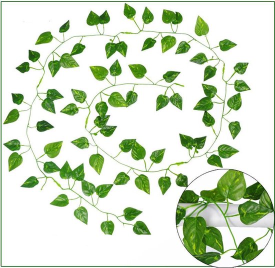 24 stuks*2 meter Klimop Slinger - Backdrop Decoratie Plant voor Huis en Tuin-Kunst Hangplant- Scindapsus Pictus-Drakenklimop Kunstplanten voor Binnen en Buiten