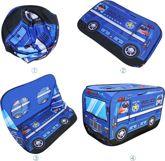TDR-Kinder auto tent -speelhuistent- opvouwbare tent - Politiewagen 112*70*75CM