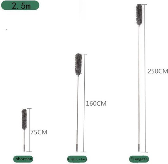 3-in-1 telescoopsteel met plumeau, lamellen- en chenillekop