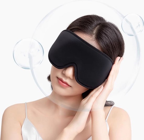 3D Verduisterend Slaapmasker - Comfortabel Oogmasker voor Mannen en Vrouwen - Diepe en Ongestoorde Nachtrust - 22.5x10x1.5cm - Zwart