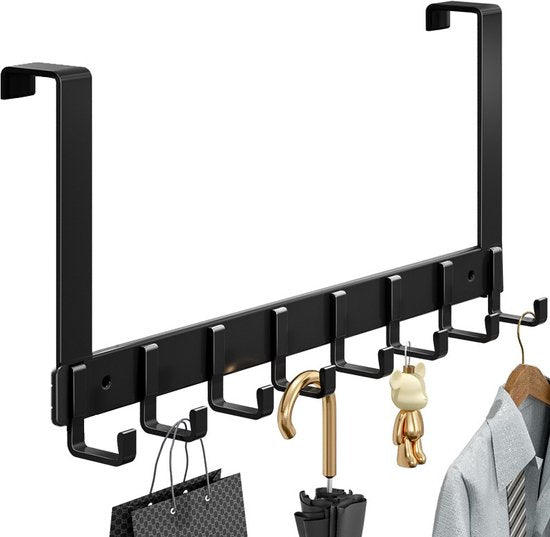 Premium Ruimte Deurkapstok met 6 Haken - Zwart