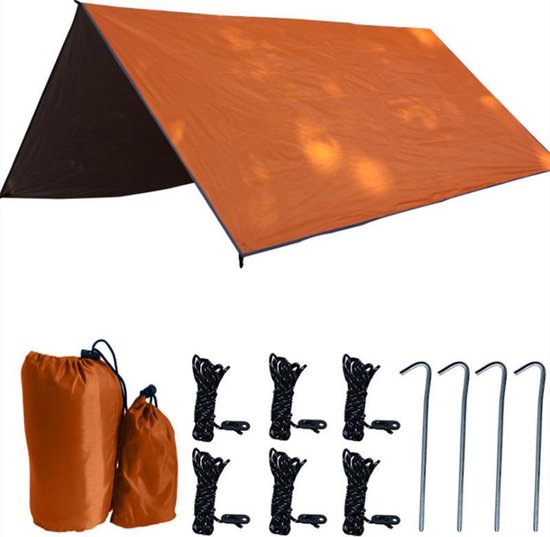 Outdoor Draagbaar Zonnescherm Met Opbergtas - Waterdicht-SPF - Tarps voor Kamperen300 * 300cm - 3-4Personen - Orange