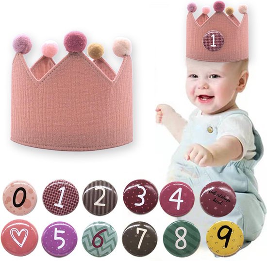 Verjaardagskroon - Koninklijke Kroon 1-9 jaar - Roze