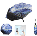 Van Gogh Sterrenhemel Autom. Opvouwparaplu UPF50+ Blauw