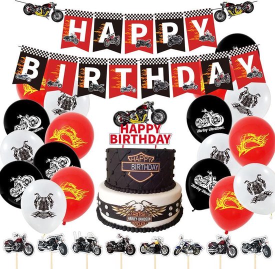 46-delig Harley Davidson verjaardagset feestdecoratie
