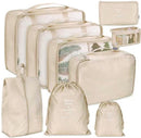 9 delige reisopbergtassenset-Packing Cubes-Bagage organizers- Duurzaamheid en Stijlvol Reizen-ivoorwit
