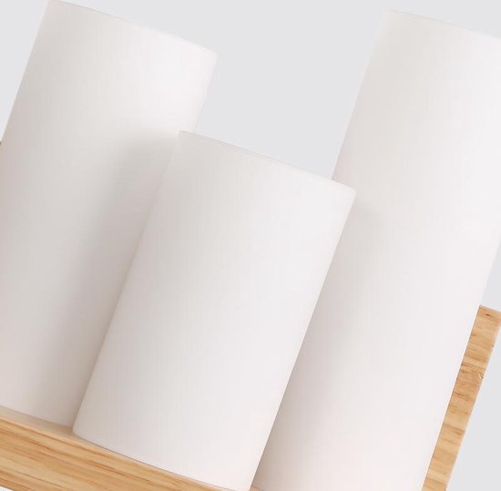 wandplank met verlichting - Wandlamp In vorm van 3 grote stompkaarsen - LED verlichting - Hout met glazen verlichting - Kaarsen aan linkerzijde