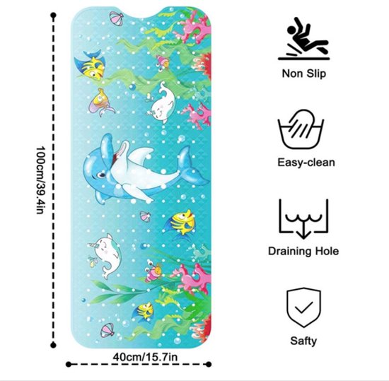 Antislip Douchemat met Zuignappen – Badmat voor Badkamer – Veilig & Comfortabel – 40x71 cm-voor kinderen