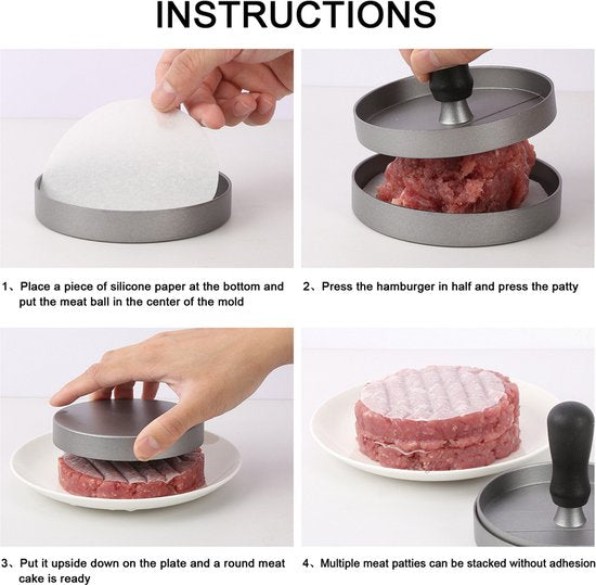 Hamburgerpers met Antiaanbaklaag + 100 waxpapiertjes