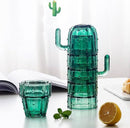 Cactus Drinkglazen Donkergroen 4 Stuks - Vaatwasserbestendig
