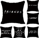 Sierkussensloop - Thema: Friends - Tekst: "We where on a break" - 45 x 45 cm - Zwart