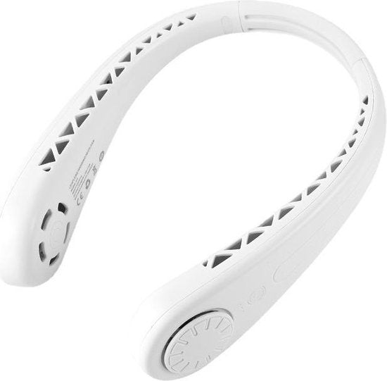 Merkloos USB Nekventilator, 6u Batterij, Wit