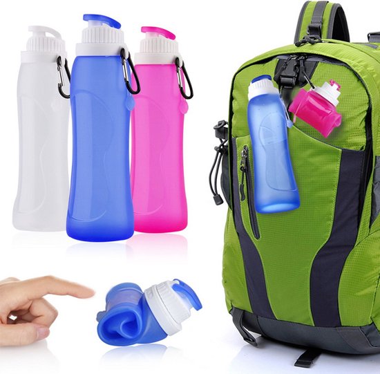 2 Stuks opvouwbare draagbare waterfles met karabijnhaak - du