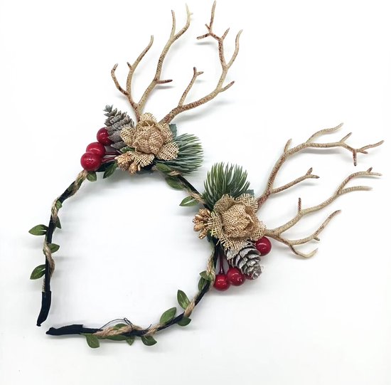 Prachtige Handgemaakte kerst Haarband met dennenappels- en Bessenboomtakken - Perfect voor Feestelijke Gelegenheden