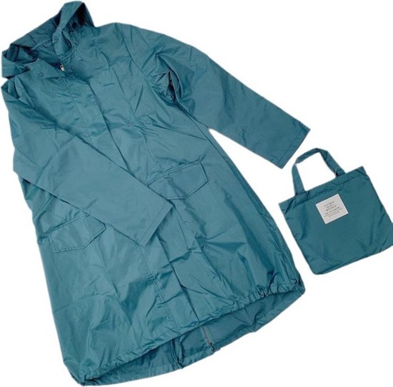 Opvouwbare waterdichte regenjas met draagtas - Oceaanblauw