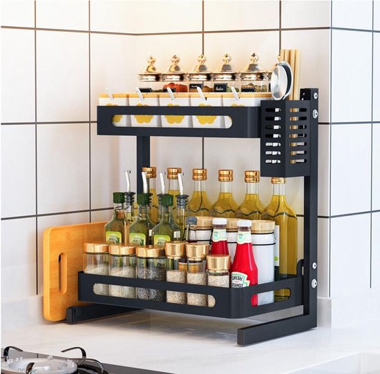Multifunctioneel 2-laags Keukenrek - Zwart