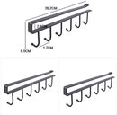 Keukenhaak Onder Plank – Set van 4 – Metaal – Zwart – 6 Haken – Ophangrek voor Keukengerei, Mok, Handdoek – afbeelding 10