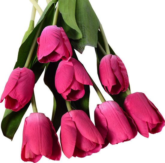 10x Realistische Rozerode Kunsttulpen - Duurzaam & Onderhoudsvriendelijk