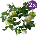 2 Stuks Klimop Slinger met grote rozen kunstbloem -2 meter lang-decoratieve slinger-Bloemenkrans-champagne