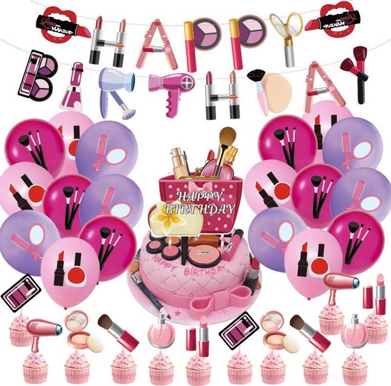 49-delig Roze Make-up Verjaardagset - Feestdecoratie