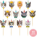 Katten cupcake prikkers - 48-delige set voor cake, fruit en desserts