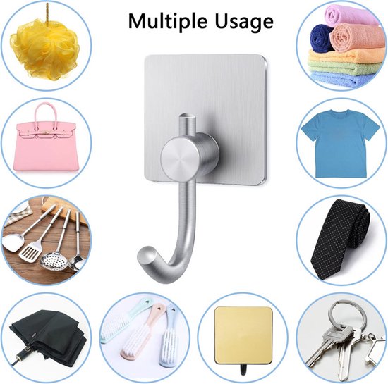 Unikorf 4x Zelfklevende Wandhaakjes Zilver