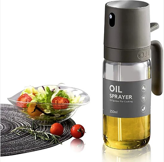 250 ml Olie Sprayfles - Borosilicaatglas met Grijs Handvat