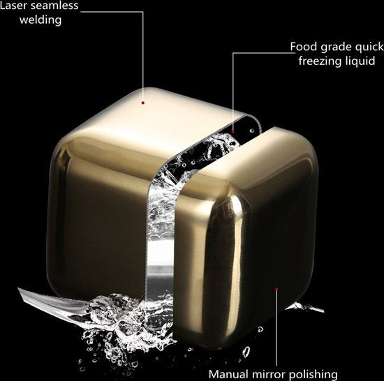 TDR-Luxe whiskey set+6 Whiskey stones +1 fluwelen zakje +opbergdoos-Herbruikbare -roestvrij-goud